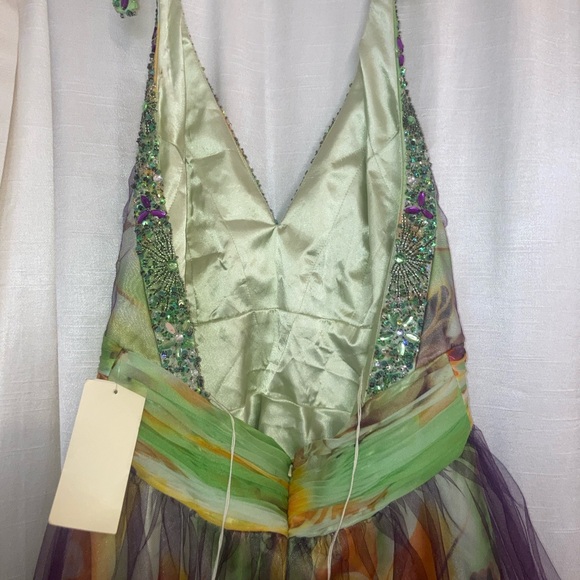 Cinderella Beaded Butterfly Print Party Dress Size 14 Tulle Skirt Fairycore - Picture 8 of 9